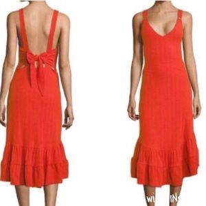 NWT Free People Into You V Neck Pleated Back Tie Midi Dress in Medium